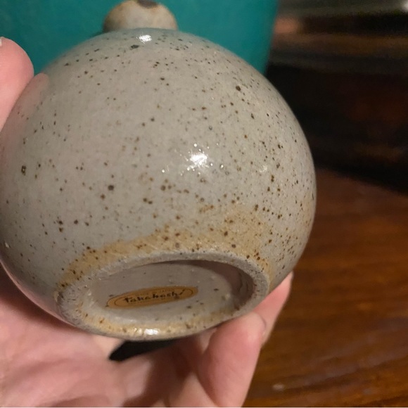 Vintage Small Grey Speckled Floral Takahashi Bud Vase - Picture 6 of 7